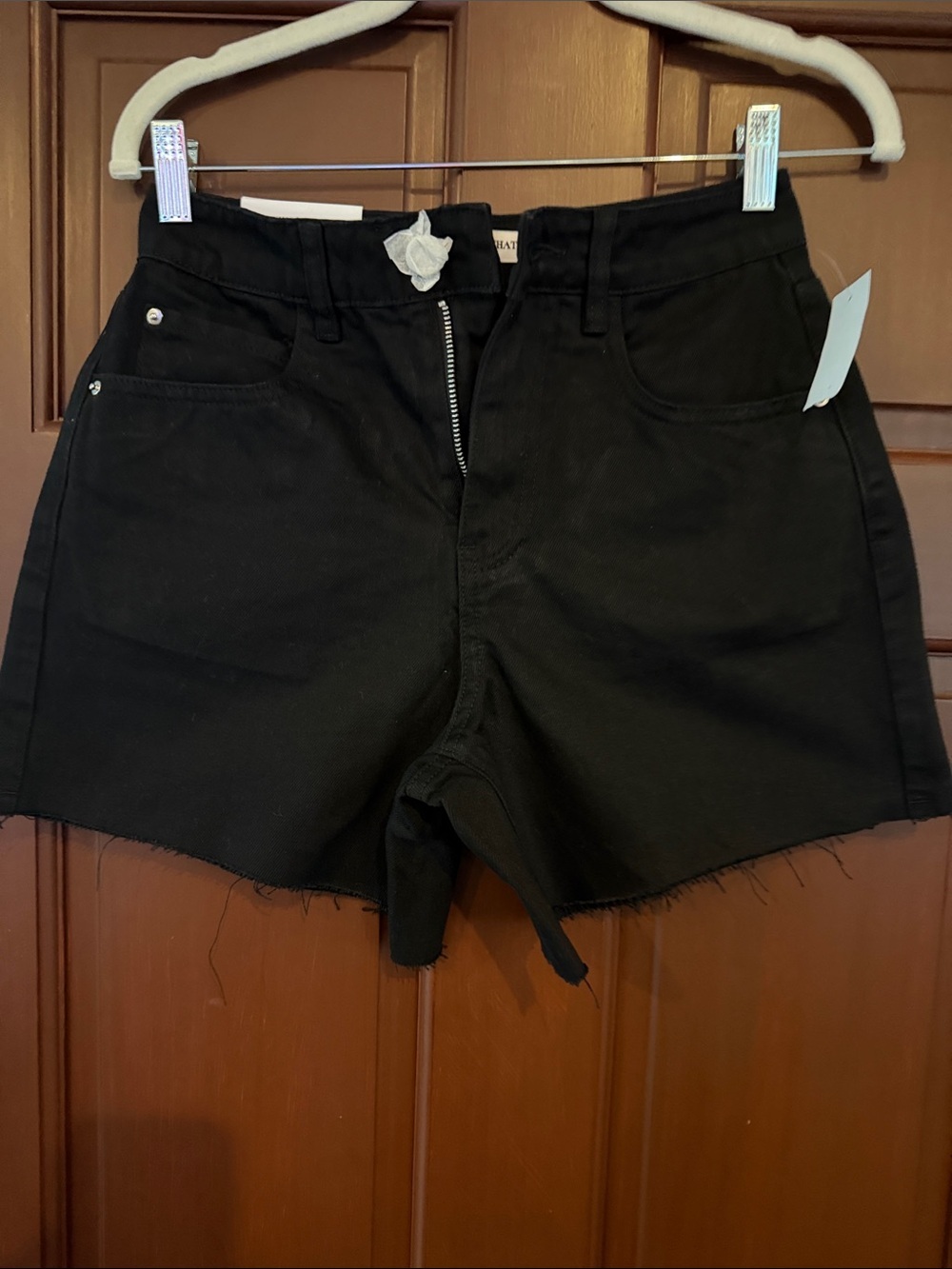 WeWoreWhat Black High-Rise Cutoff Denim Shorts